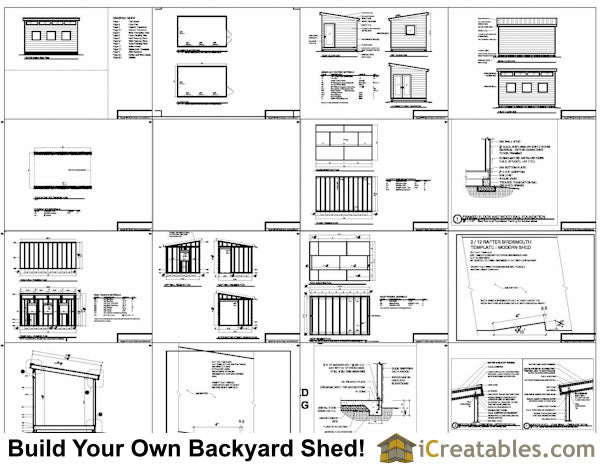 10x16-S3 Modern Shed Plans Emailed