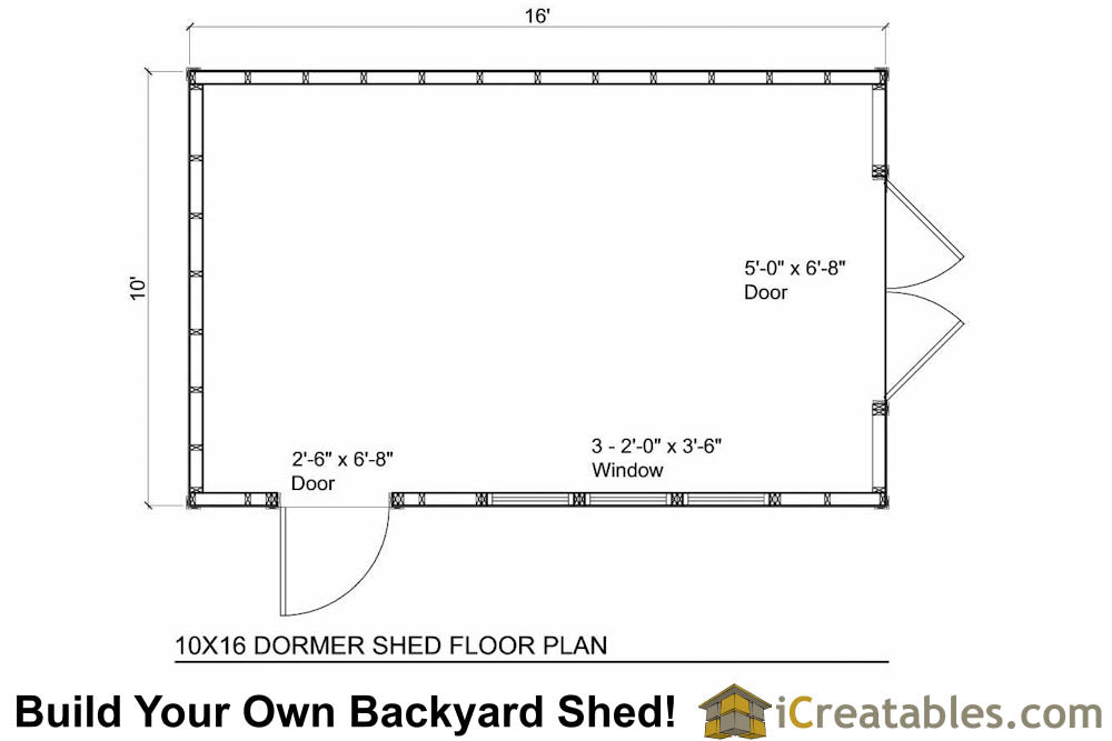 10x16-D Dormer Shed Plans Emailed