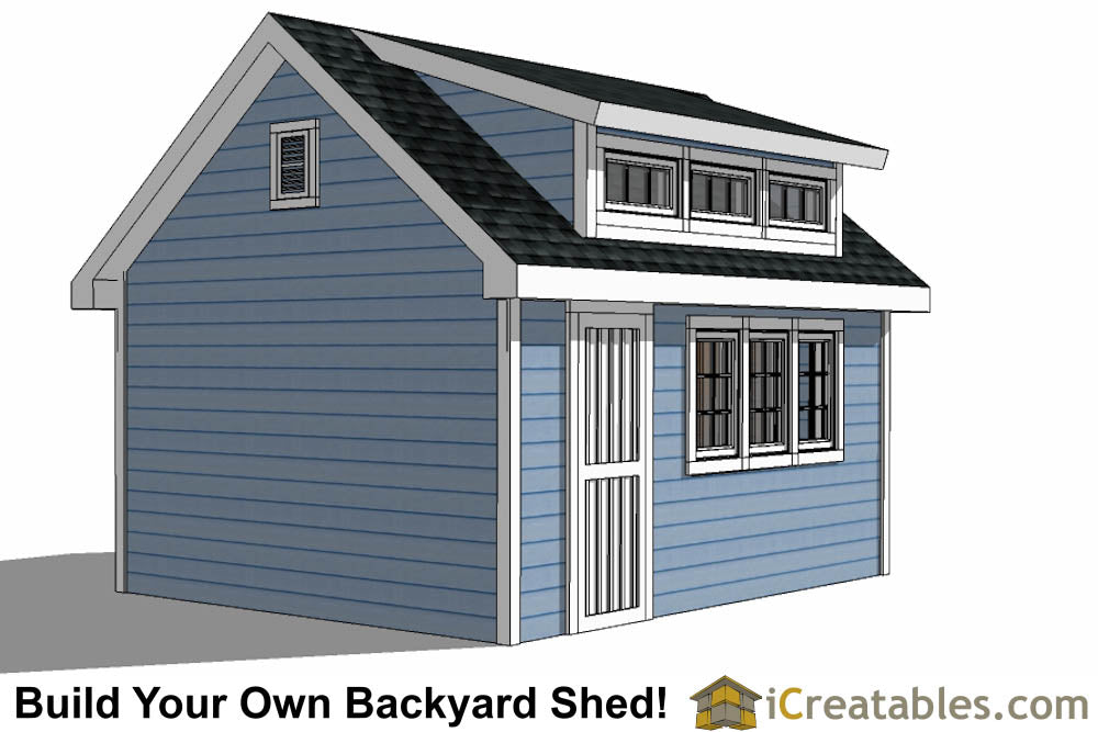 10x16-D Dormer Shed Plans Emailed