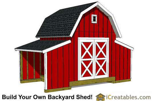 10x18-GBLT Gambrel Lean To Shed Plans Emailed