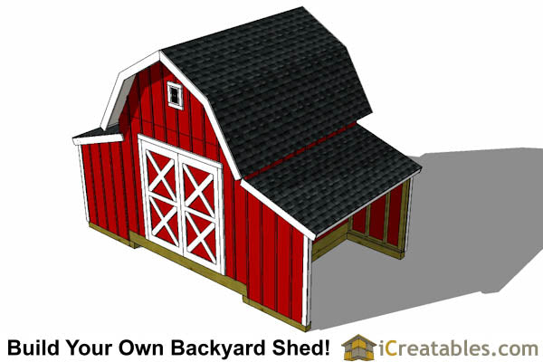 10x18-GBLT Gambrel Lean To Shed Plans Emailed