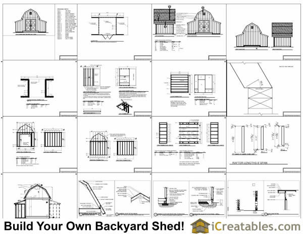 10x18-GBLT Gambrel Lean To Shed Plans Emailed