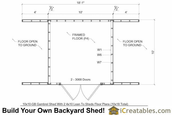 10x18-GBLT Gambrel Lean To Shed Plans Emailed