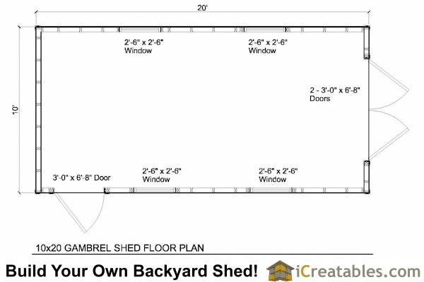 10x20-GB Gambrel Shed Plans Emailed