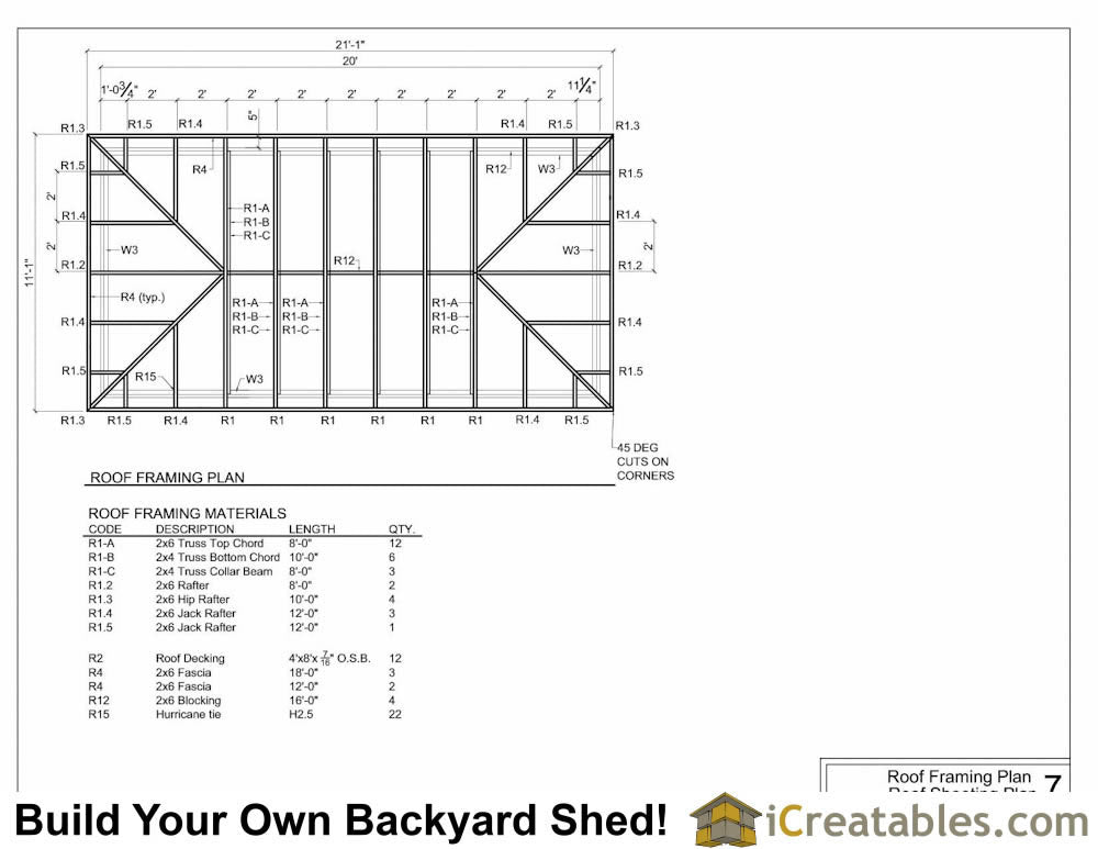 10x20-H Hip Roof Shed Plans Emailed