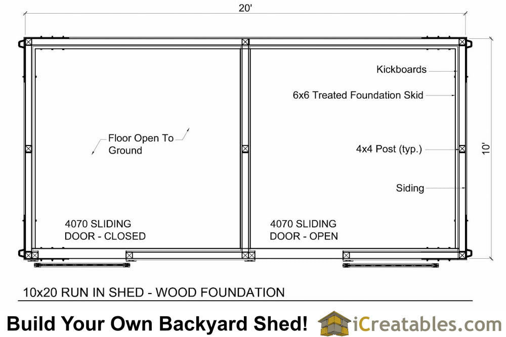 10x20-HBLT-WF Horse Barn Lean To Plans Emailed