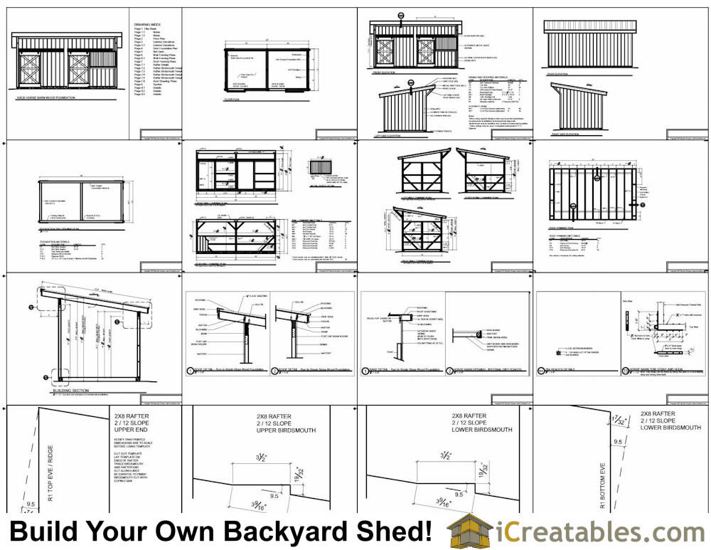 10x20-HBLT-WF Horse Barn Lean To Plans Emailed