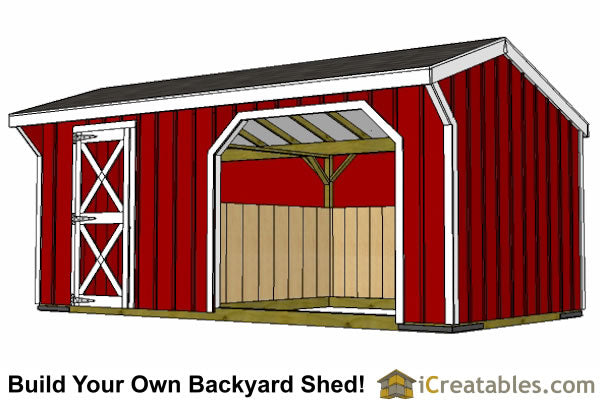 10x20-RITR Run In Shed Tack Room Plans Emailed