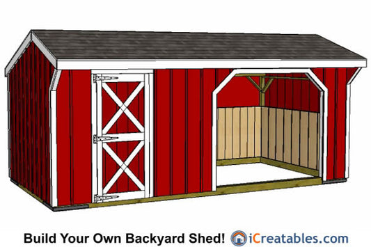 10x20-RITR Run In Shed Tack Room Plans Emailed