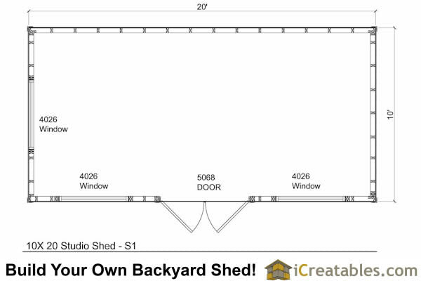 10x20-S1 Modern Shed Plans Emailed