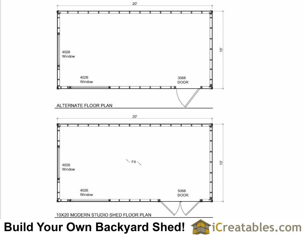 10x20-S2 Modern Shed Plans Emailed