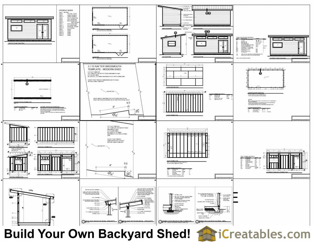 10x20-S2 Modern Shed Plans Emailed