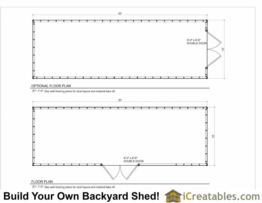 10x30-LT Lean To Shed Plans Emailed