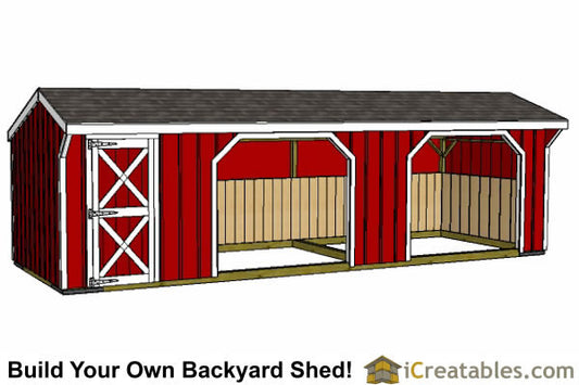 10x30-RITR Run In Tack Room Horse Barn Plans Emailed