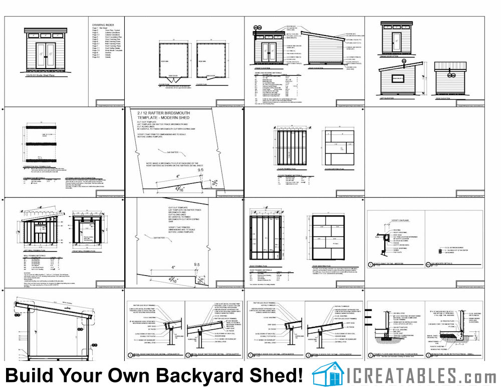 12x10-S1 Modern Shed Plans Emailed