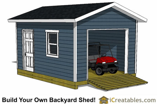 12x16-GD Garage Door Shed Plans Emailed