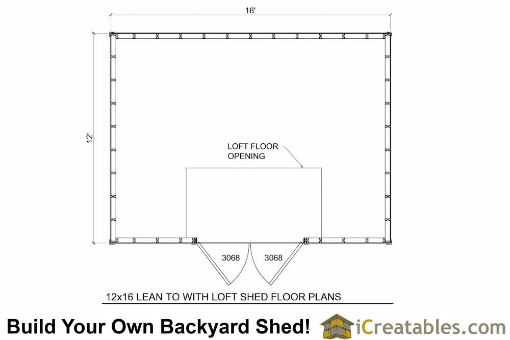 12x16-LTL Lean To Loft Shed Plans Emailed