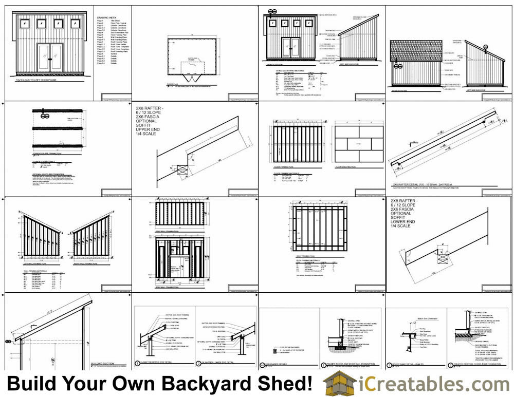 12x16-LTL Lean To Loft Shed Plans Emailed