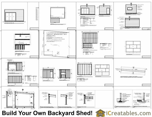 12x16-M2 Modern Shed Plans Emailed