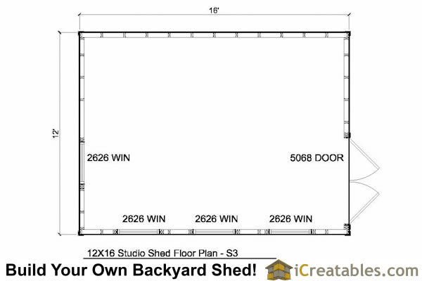 12x16-S3 Modern Shed Plans Emailed