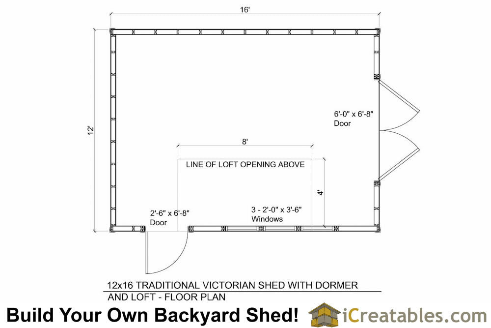 12x16 dormer shed floor plans