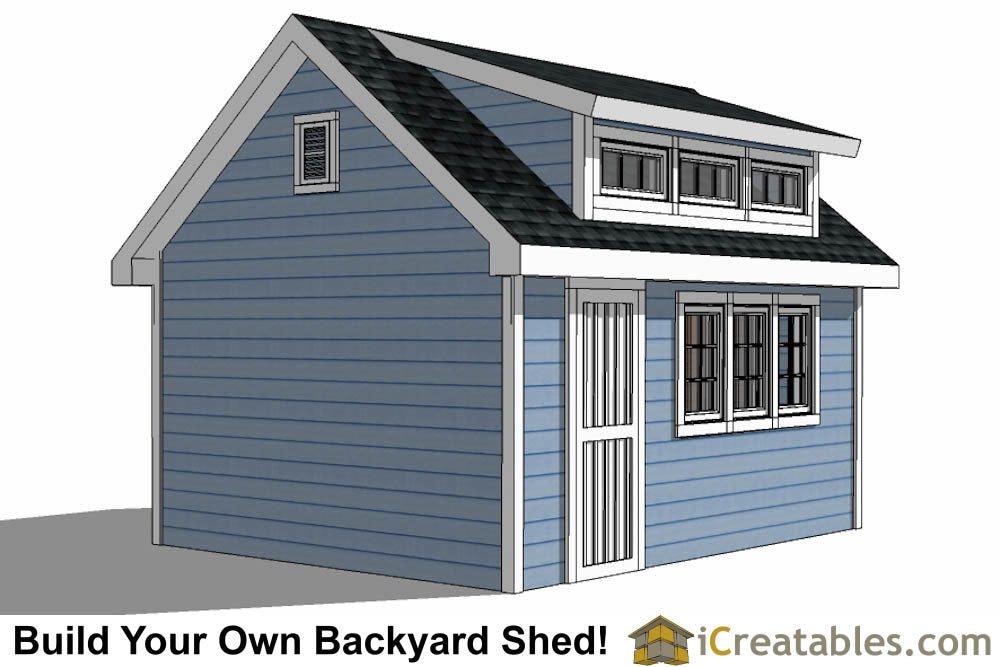 12x16-D Dormer Shed Plans Emailed