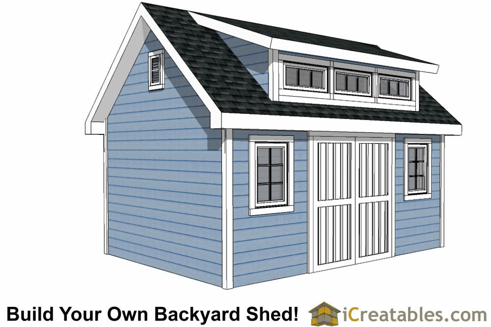 12x16-D Dormer Shed Plans Emailed