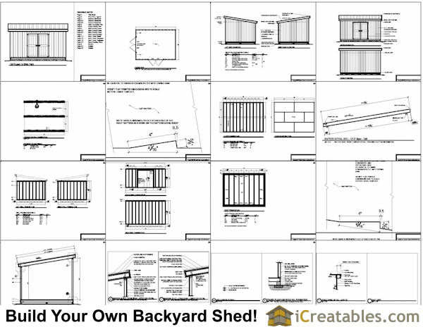 12x16-LT Lean To Shed Plans Emailed