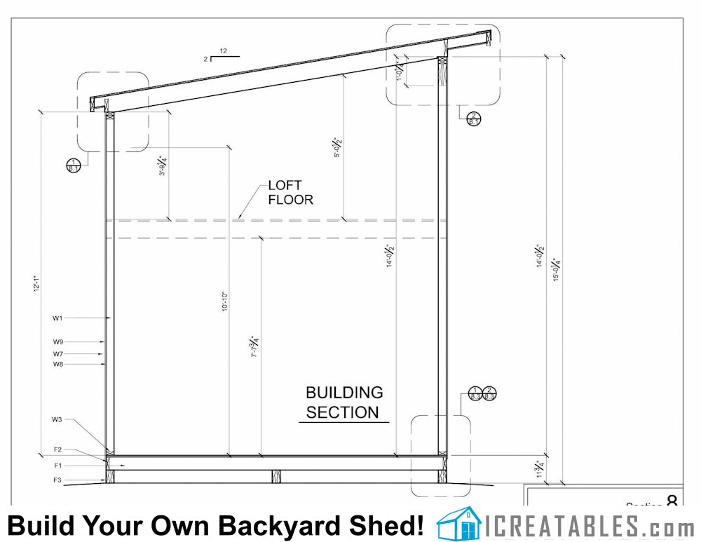 12x16-LTL-LS Lean To Loft Shed Plans Emailed