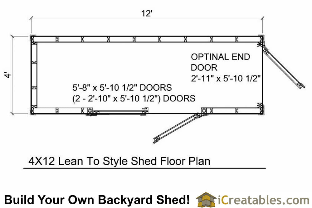 4x12-LT Lean To Shed Plans Emailed