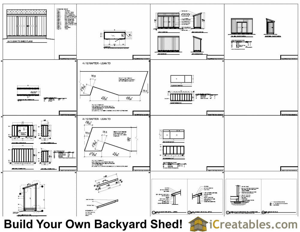 4x12-LT Lean To Shed Plans Emailed