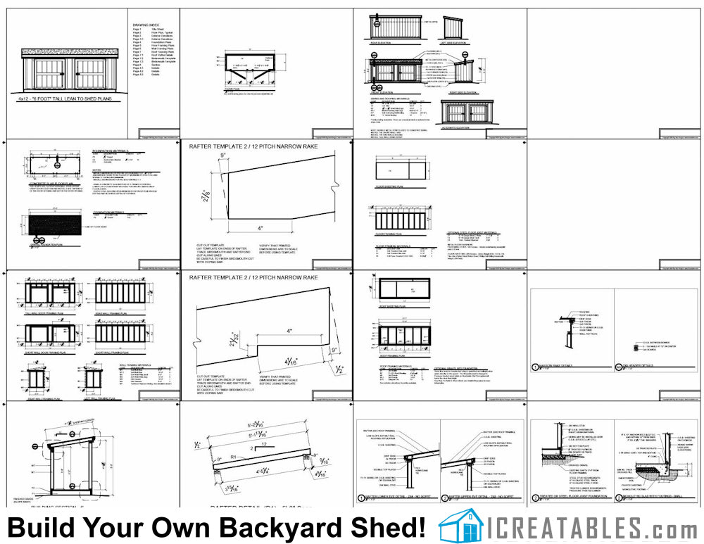 4x12-LT6 Lean To Shed Plans Emailed