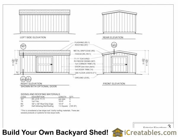 8x12-B6 Backyard 6 Foot Tall Shed Plans Emailed