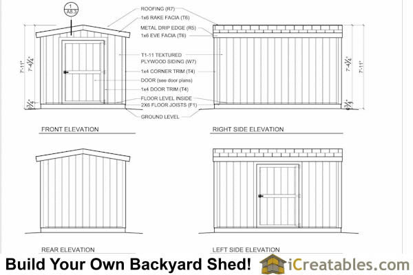 8x12-B8 Backyard Shed Plans Emailed
