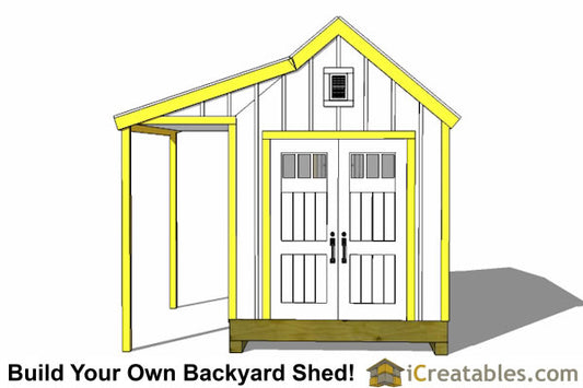 8x12-COP Colonial Porch Shed Plans Emailed