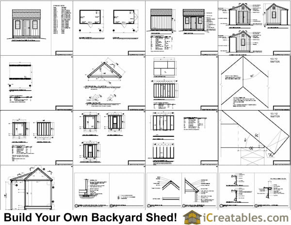 8x12-COP Colonial Porch Shed Plans Emailed