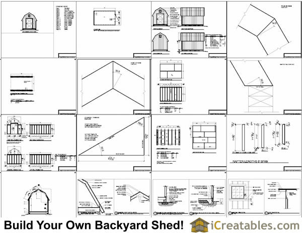 8x12-GB Gambrel Shed Plans Emailed