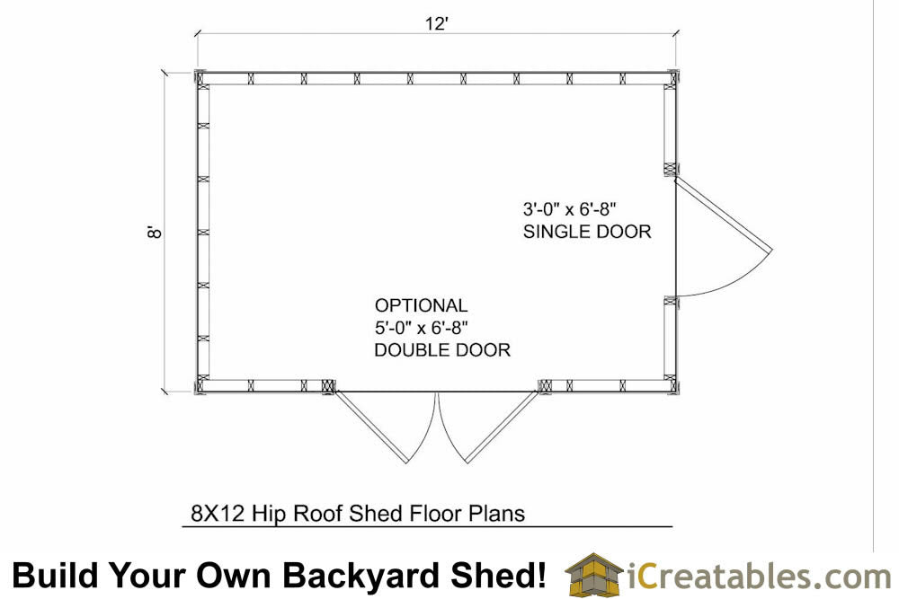8x12-H Hip Roof Shed Plans Emailed