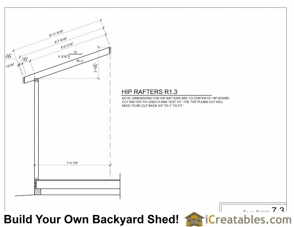 8x12-H Hip Roof Shed Plans Emailed