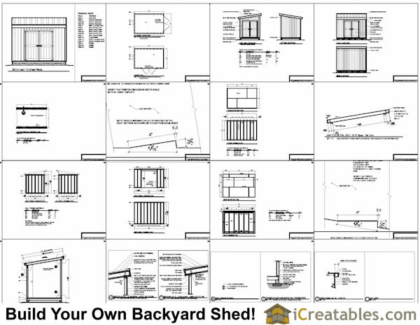 8x12-LT Lean To Shed Plans Emailed