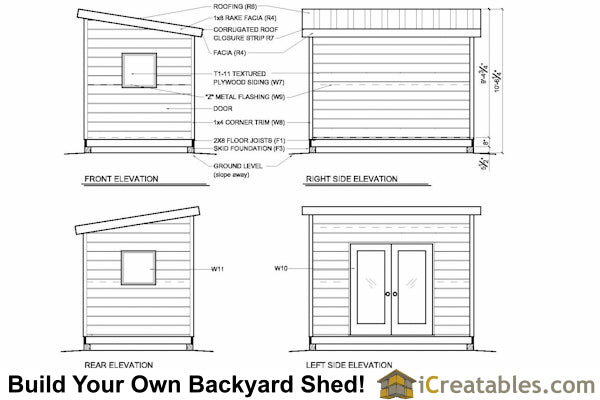 8x12-S1 Modern Shed Plans Emailed