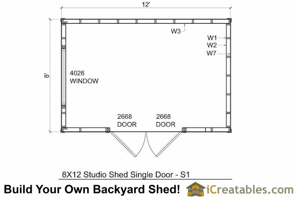 8x12-S1 Modern Shed Plans Emailed