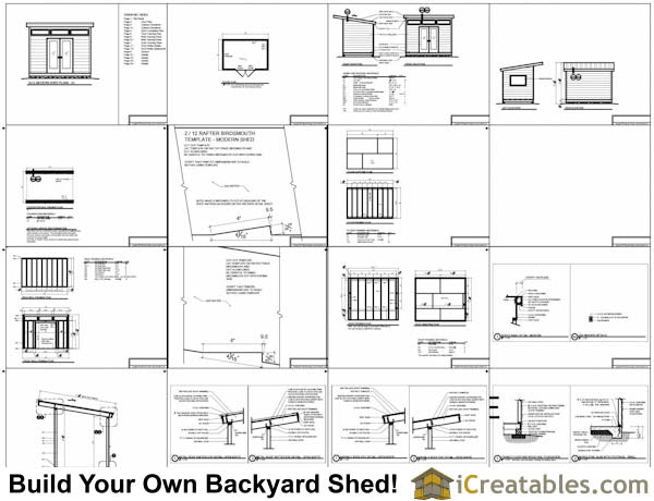 8x12-S1 Modern Shed Plans Emailed