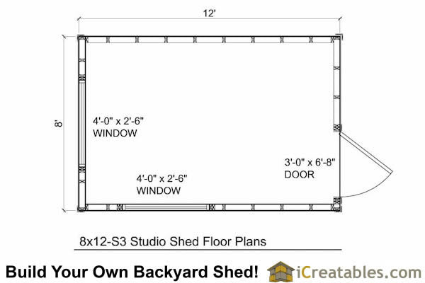 8x12-S3 Modern Shed Plans Emailed