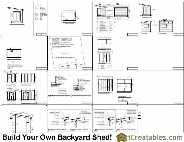 8x12-S3 Modern Shed Plans Emailed