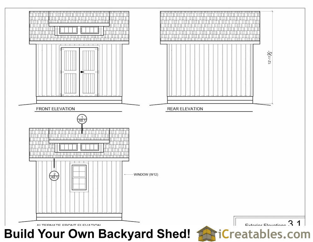 8x12-D Dormer Shed Plans Emailed