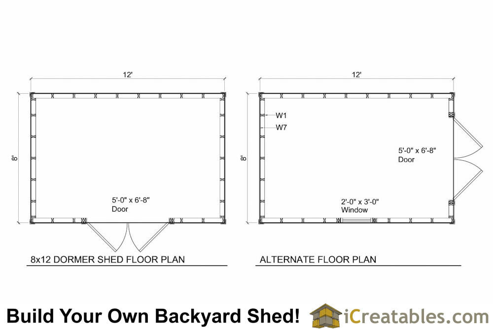 8x12-D Dormer Shed Plans Emailed