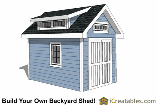 8x12-D Dormer Shed Plans Emailed