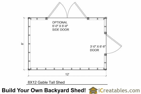 8x12-BT Backyard Tall Shed Plans Emailed